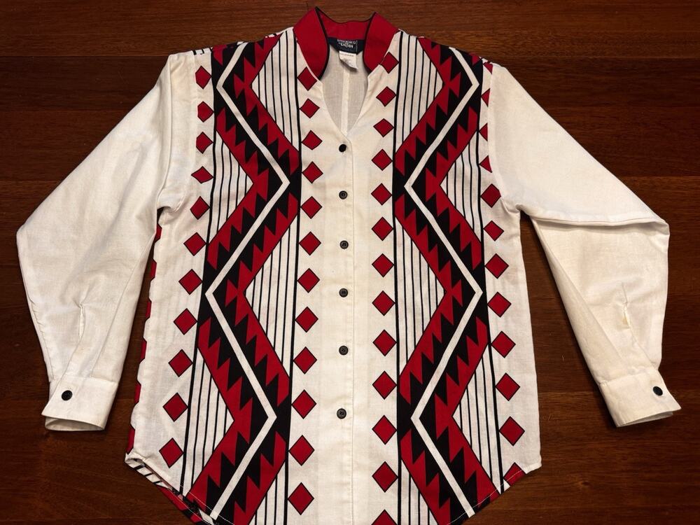 XS Brooks And Dunn Panhandle Slim Western Color Block Vintage Shirt Red Graphic